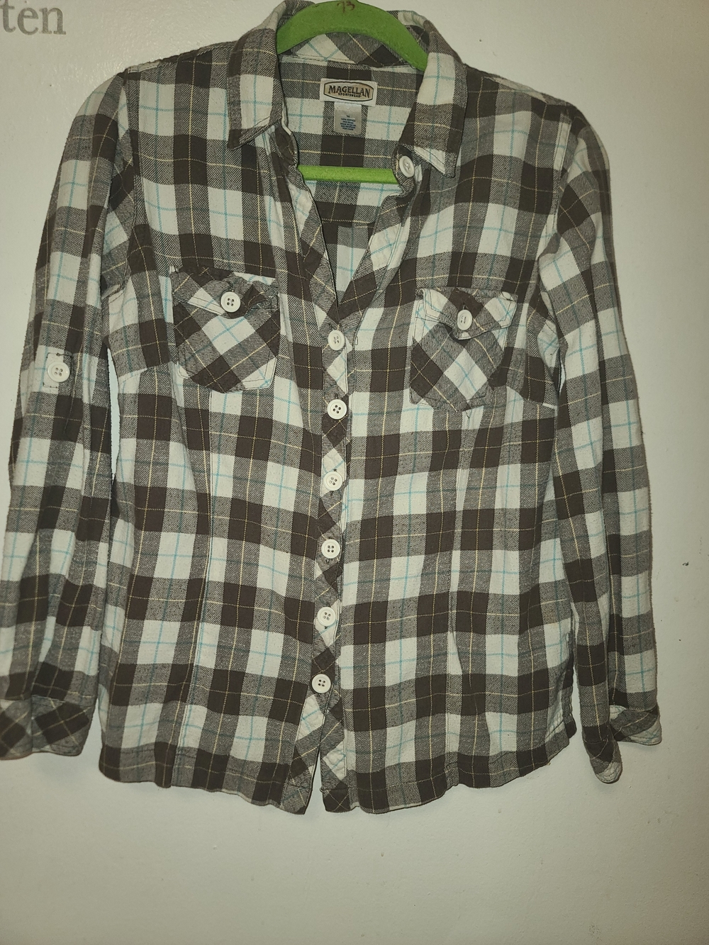 Magellan Outdoors Men's Brown Plaid Button-Up Shirt